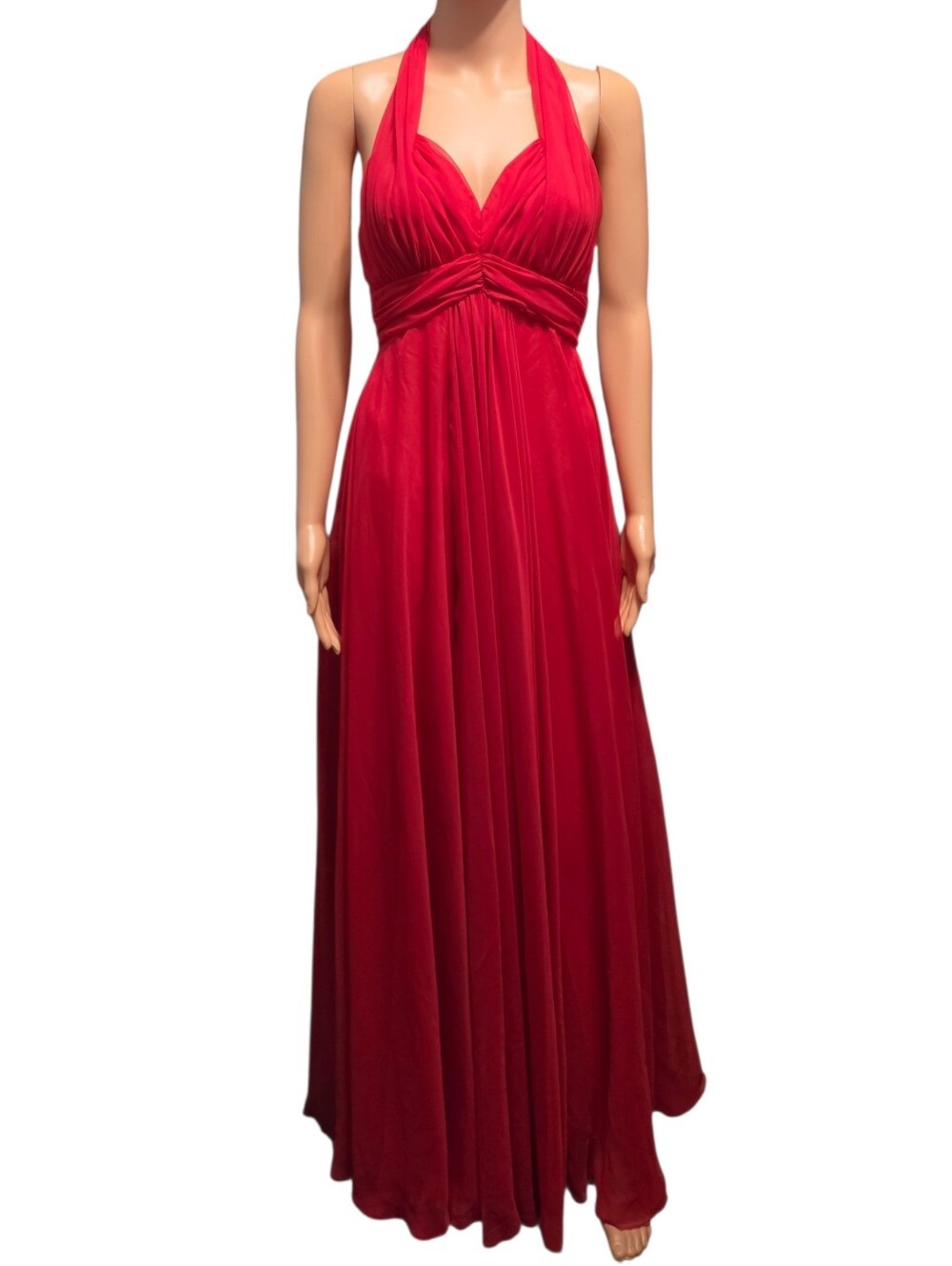 Mike Benet Formal Vintage Cherry Red Chiffon Old Hollywood Glamour Maxi Gown 6